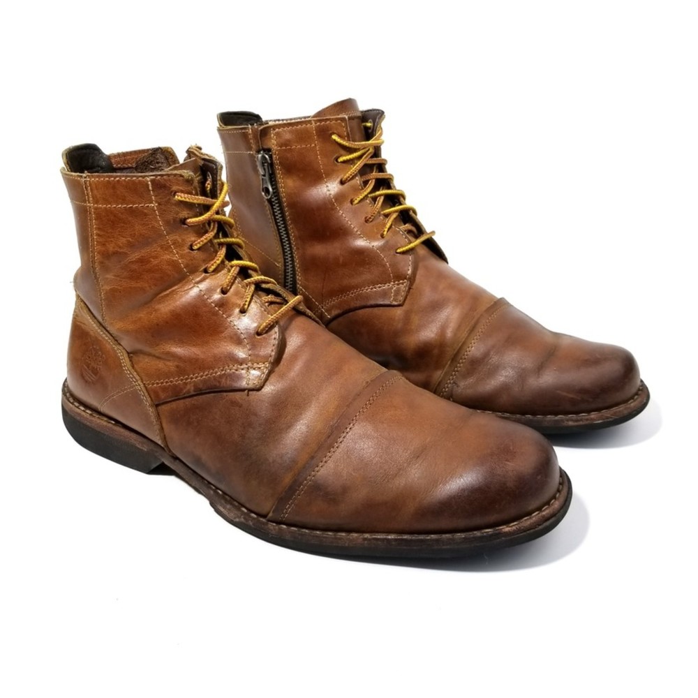 Timberland City Earthkeepers Brown Leather 6" Zip Combat Boots